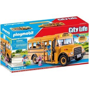 🆕 Playmobil School Bus Blue Flashing Lights Backpacks Doors Open Spacious Kids